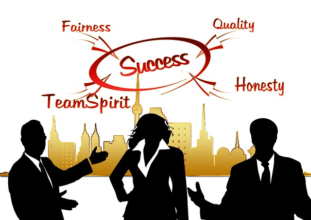 Smartly dressed people discussing what success looks like.
